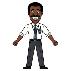 The flat source drawing: a cartoon manager, one PNG